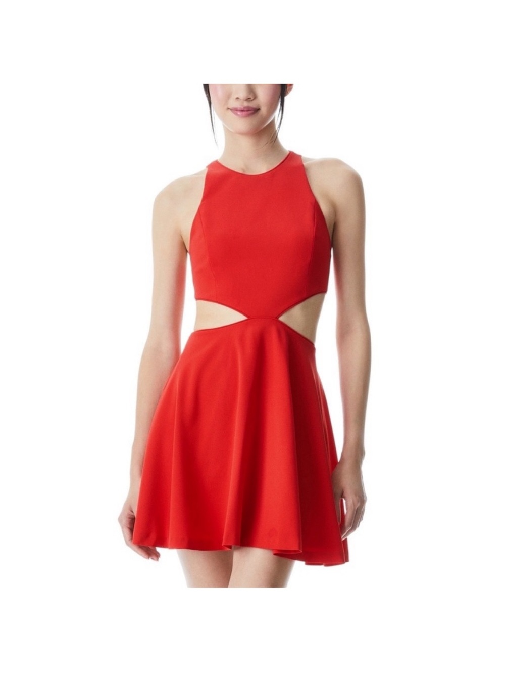Alice + Olivia Red Cutout Fit & Flare Dress